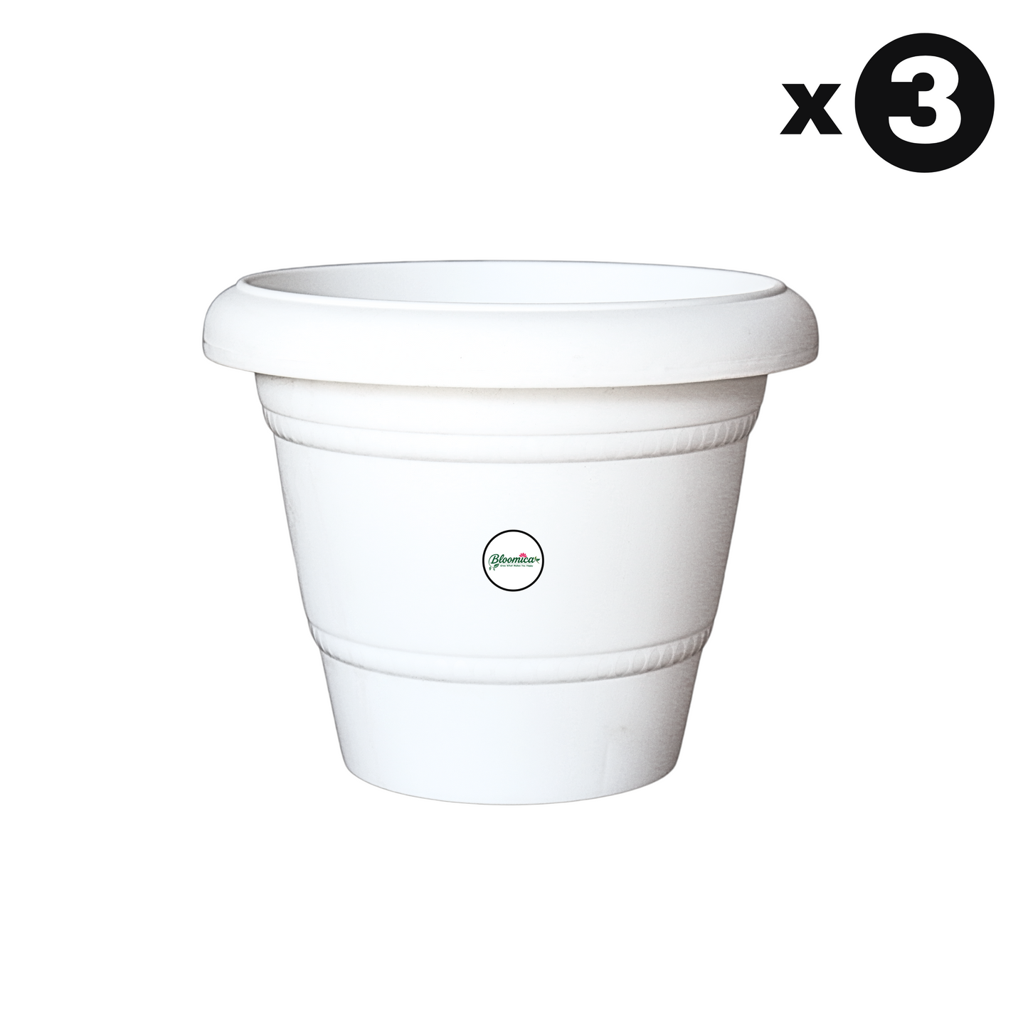 12 Inch Plastic Pots UV Treated - White Colour