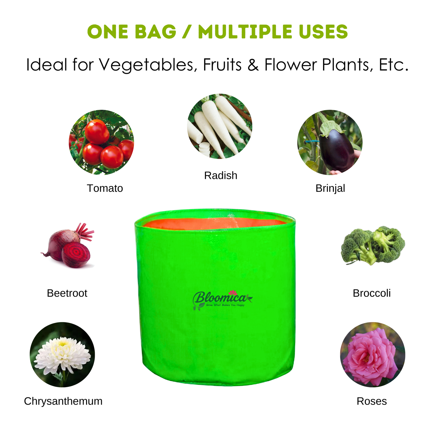 15x15 Inches (1¼x1¼ Ft) - 260 GSM HDPE Round Grow Bag