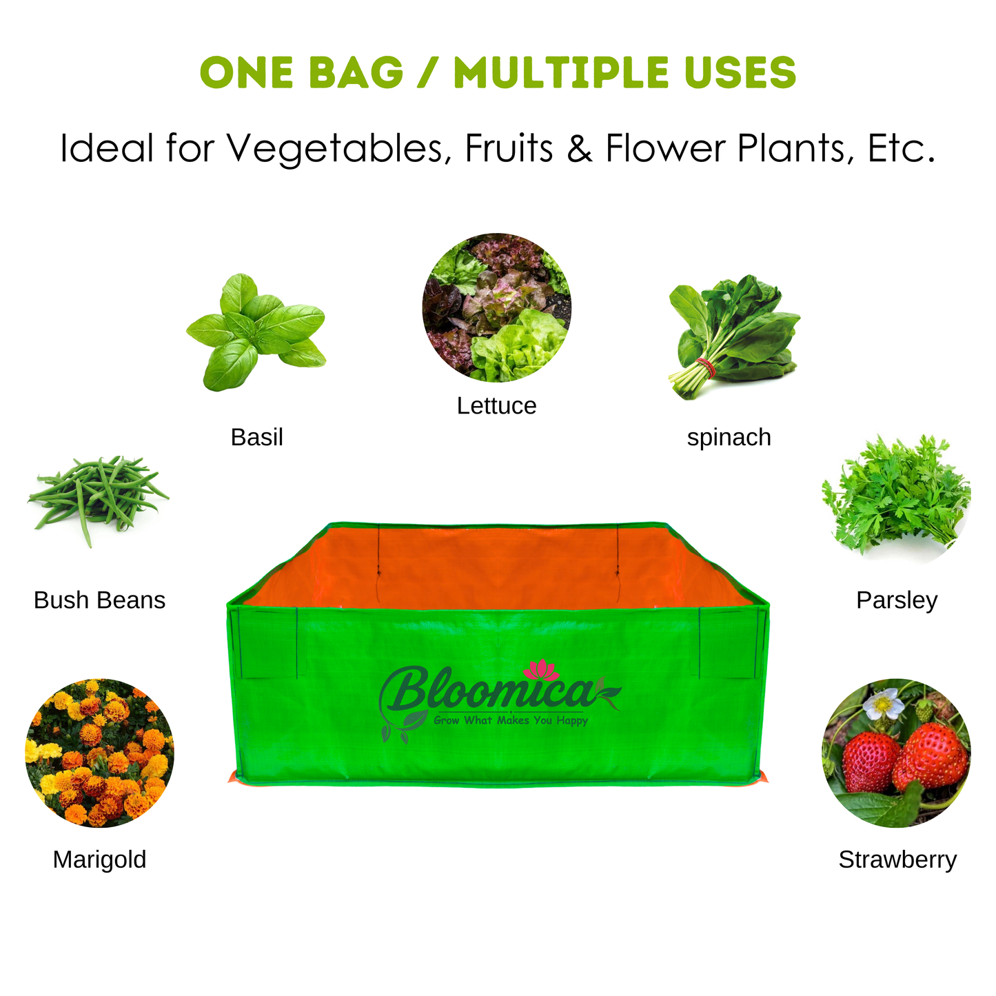 18x12x9 Inches (1½x1x¾ Ft ) - 260 GSM HDPE Rectangular Grow Bag