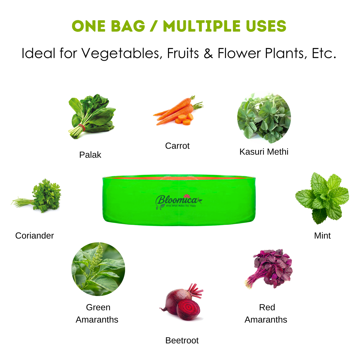 18x9 Inches (1½x¾ Ft) - 260 GSM HDPE Round Spinach Grow Bag