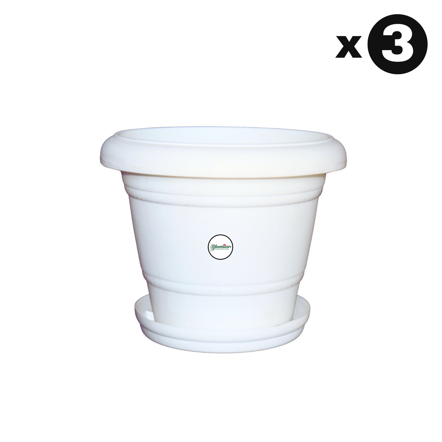 10 Inch Plastic Pots UV Treated - White Colour
