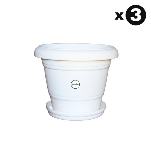 10 Inch Plastic Pots UV Treated - White Colour