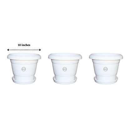 10 Inch Plastic Pots UV Treated - White Colour