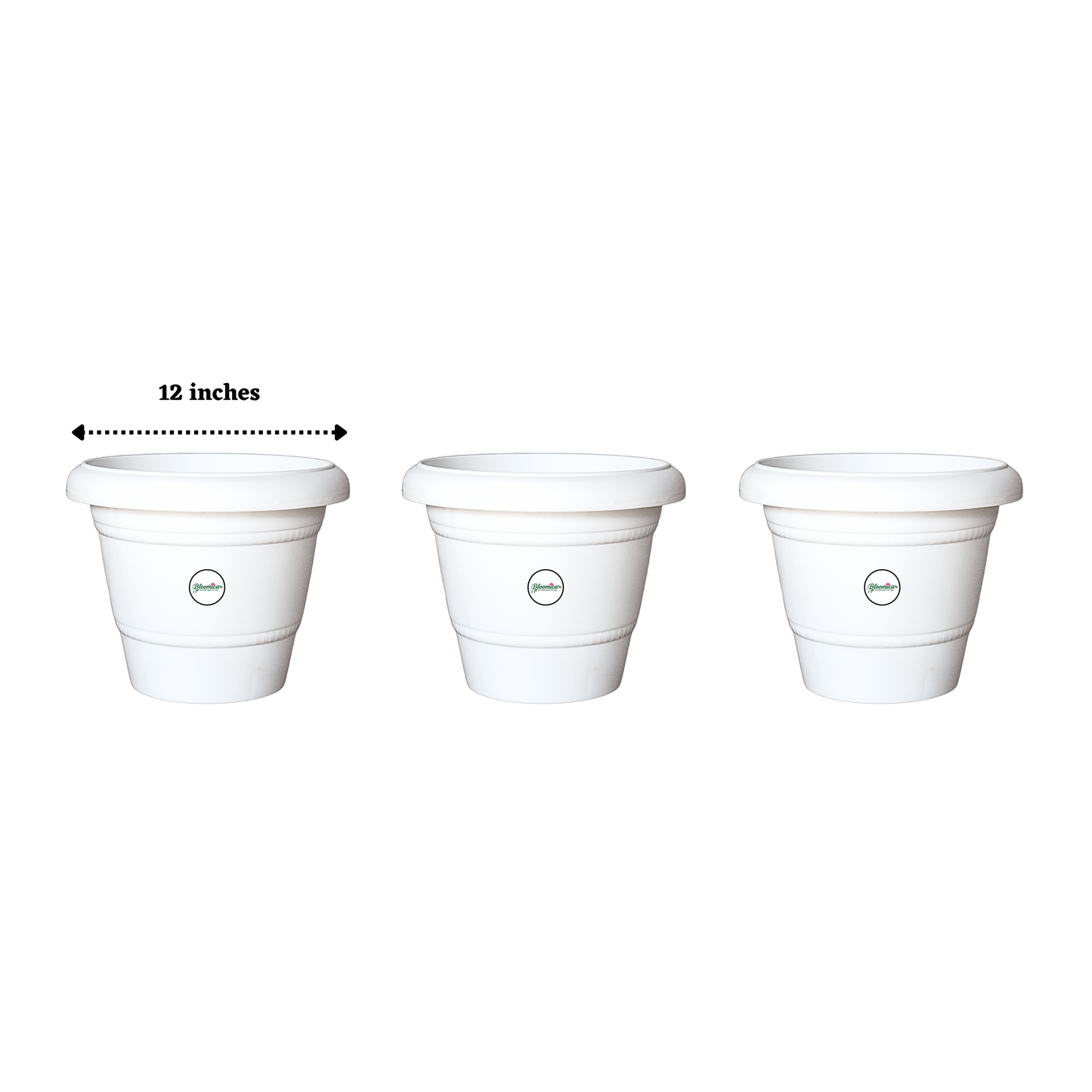 12 Inch Plastic Pots UV Treated - White Colour