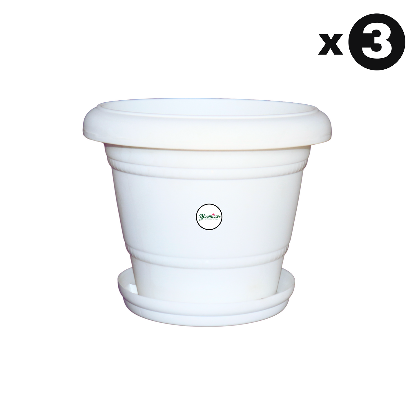 12 Inch Plastic Pots UV Treated - White Colour