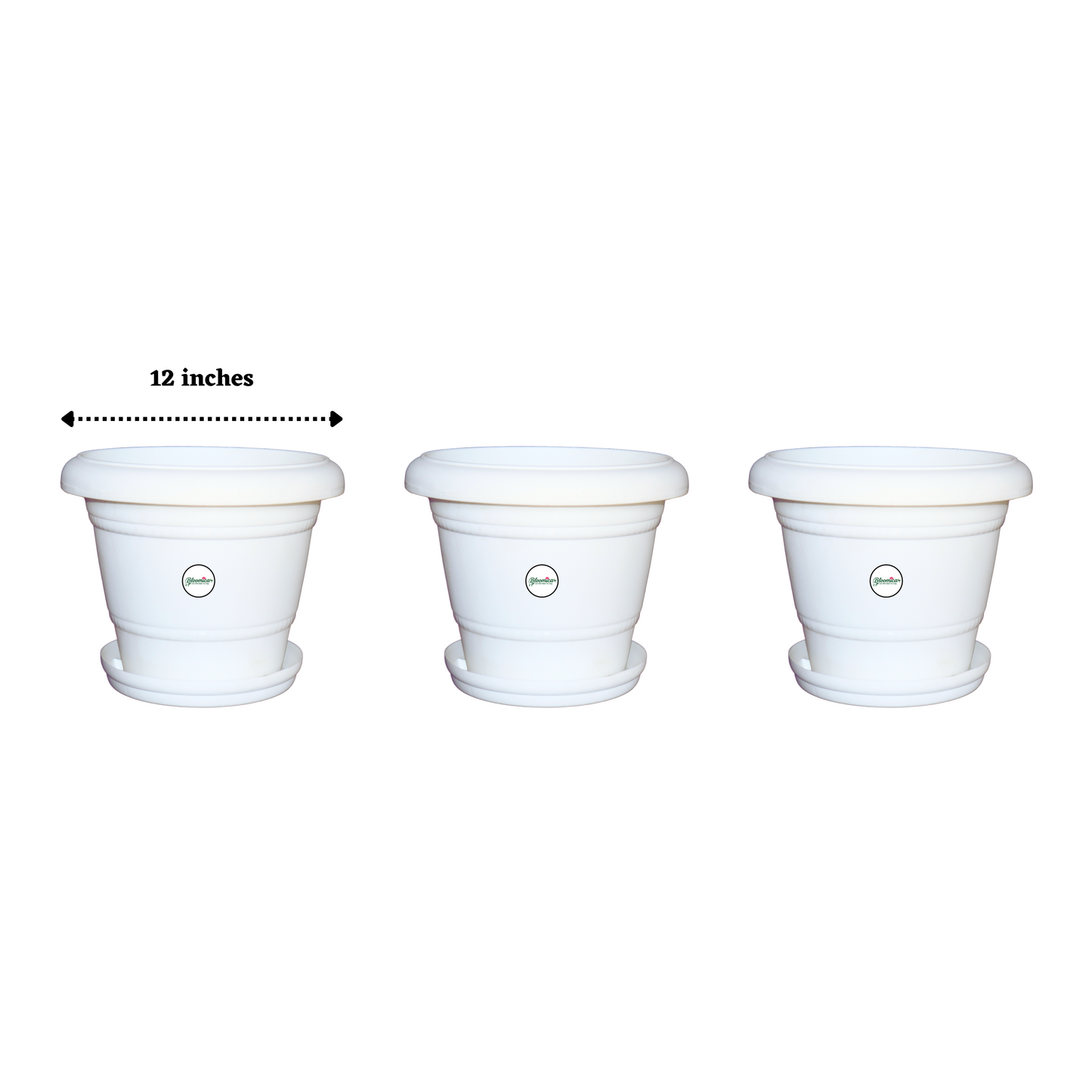 12 Inch Plastic Pots UV Treated - White Colour