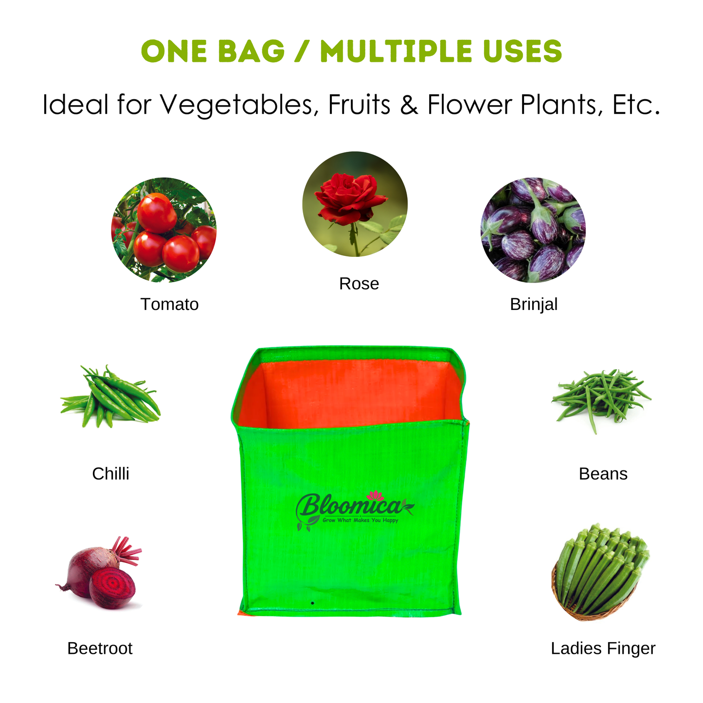 12x12x12 Inches (1x1x1 Ft) - 260 GSM HDPE Rectangular Grow Bag