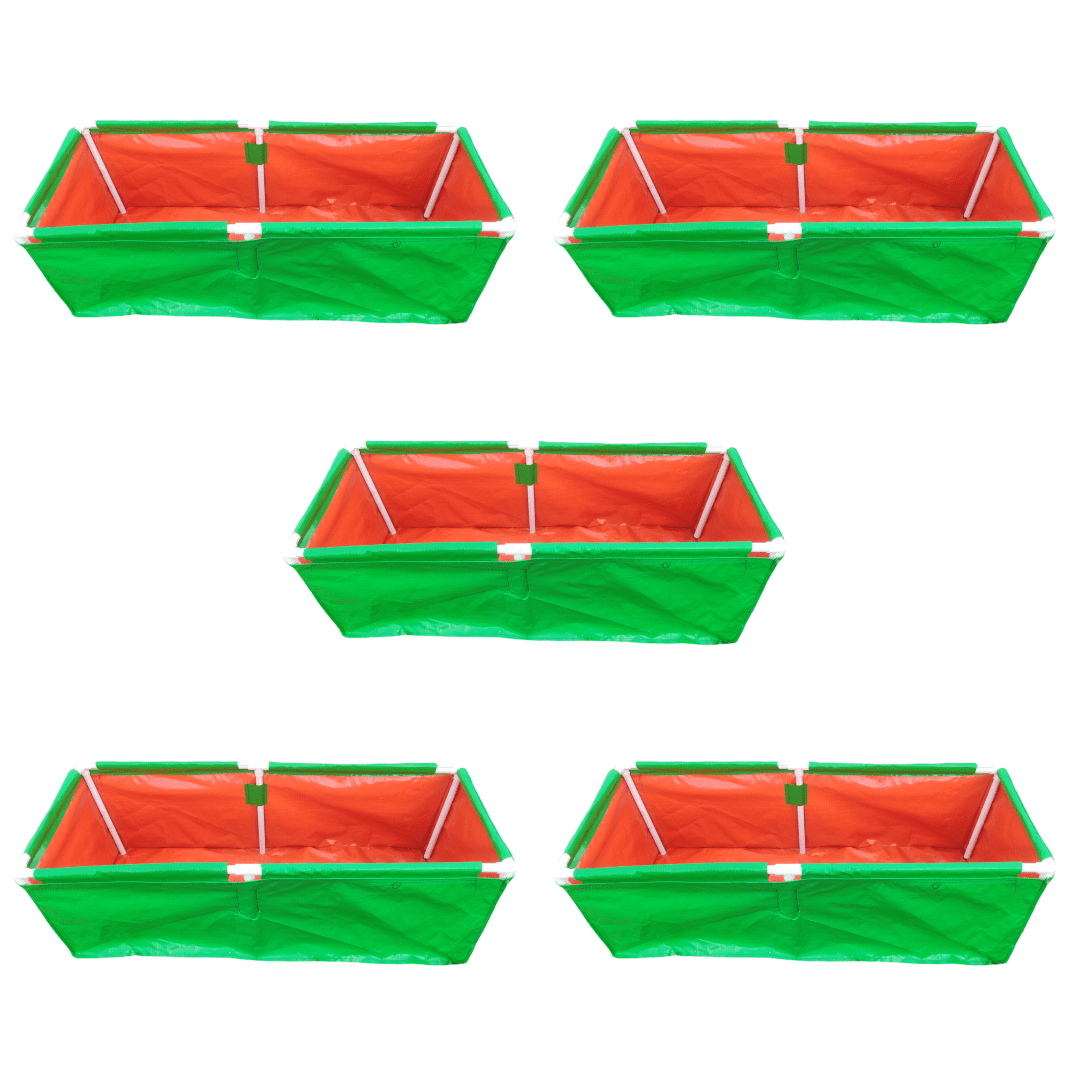 60x24x18 Inches (5x2x1.5 Ft) - 220 GSM HDPE Rectangular Grow Bag With Supporting PVC Pipes