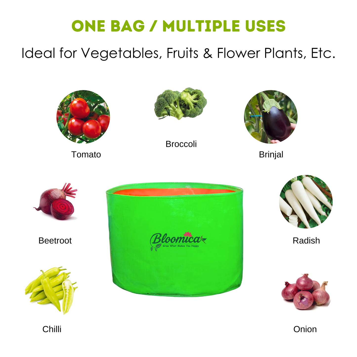 15x12 Inches (1¼x1 Ft) - 260 GSM HDPE Round Grow Bag