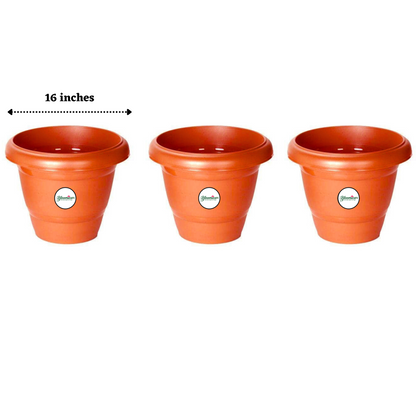 16 Inch Plastic Pots UV Treated - Terracotta Colour