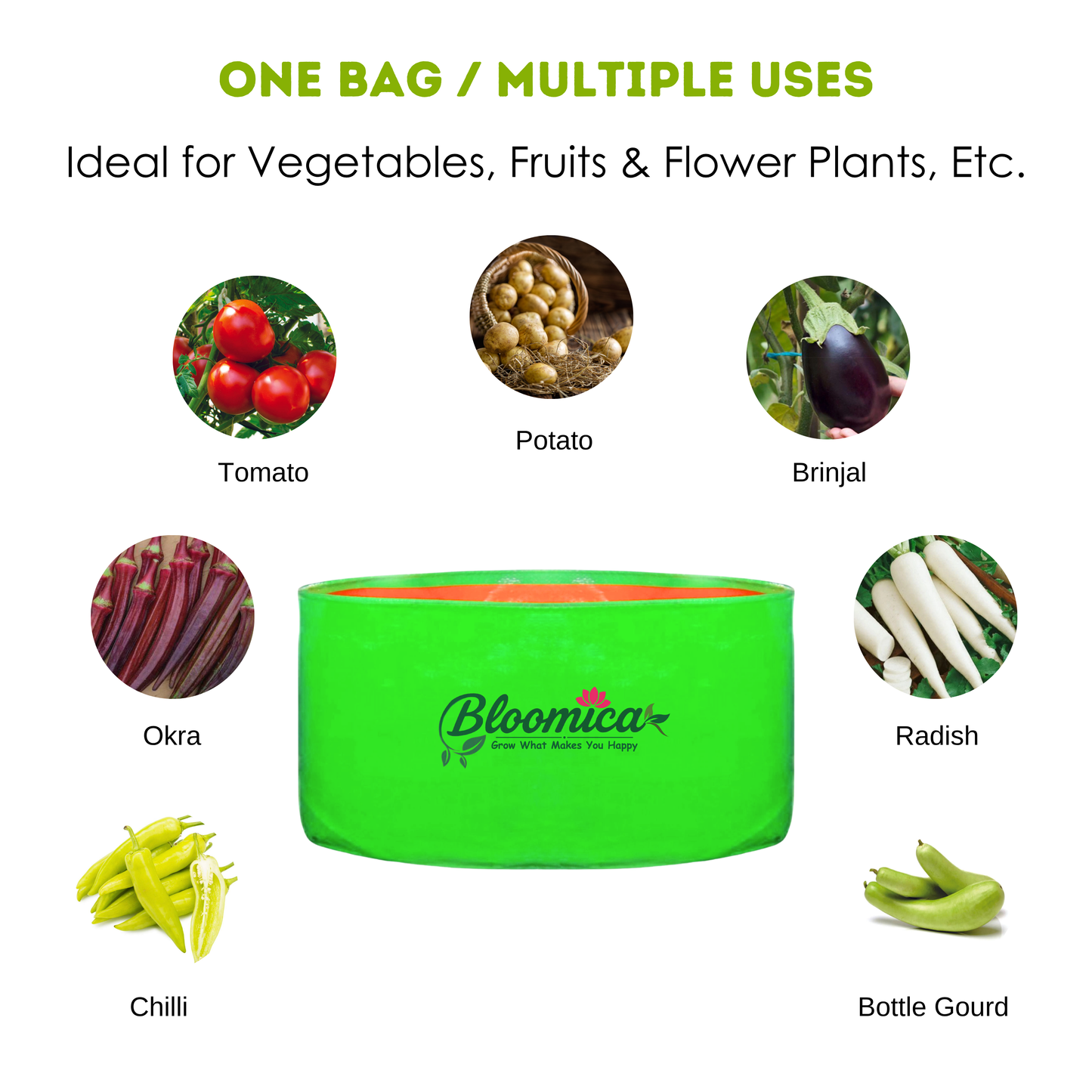 24x12 Inches (2x1 Ft) - 260 GSM HDPE Round Grow Bag