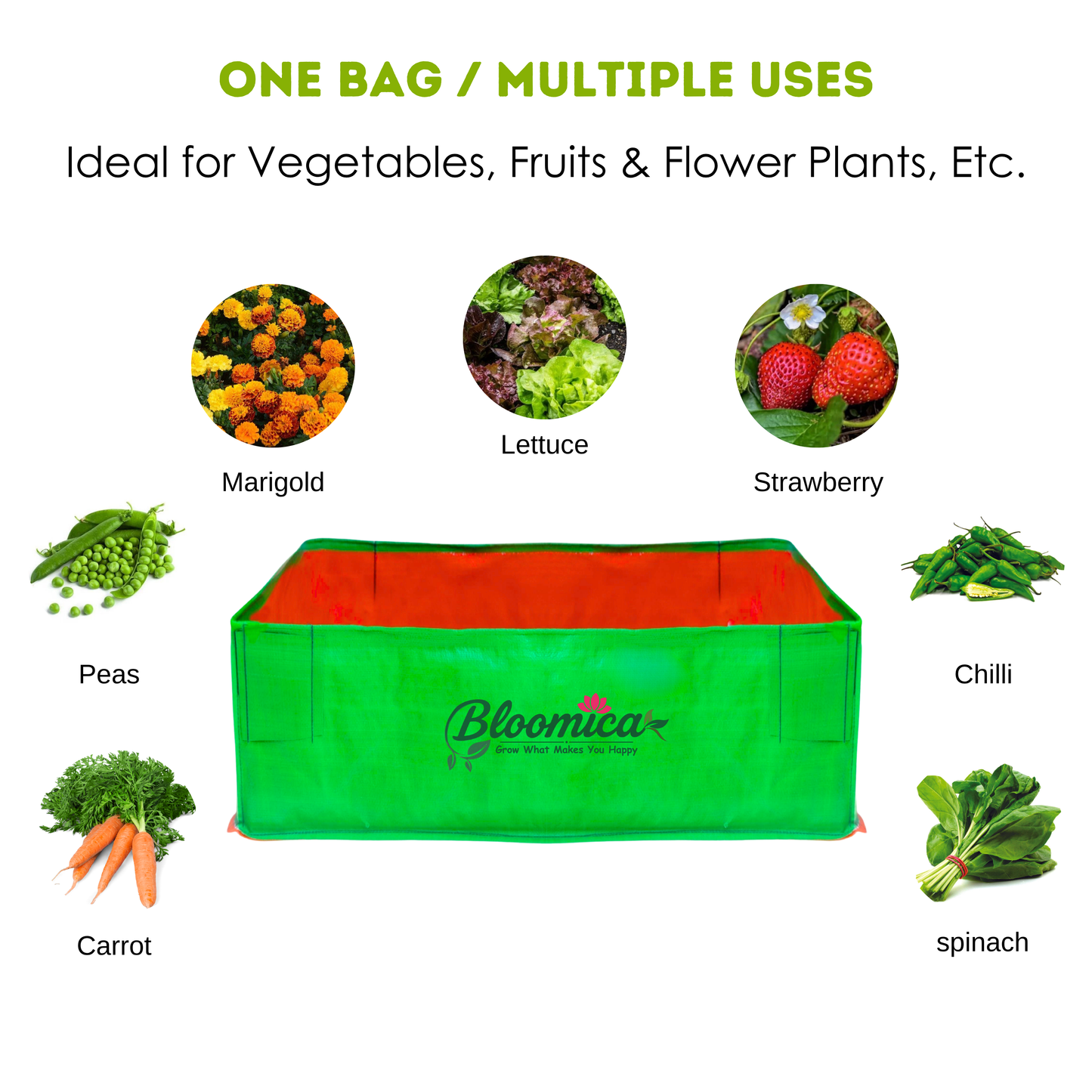24x12x9 Inches (2x1x¾ Ft ) - 260 GSM HDPE Rectangular Grow Bag