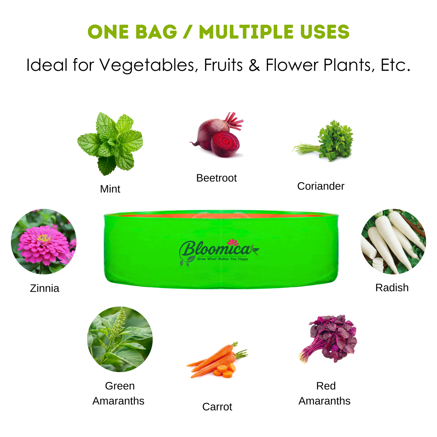 24x9 Inches (2x¾ Ft) - 260 GSM HDPE Round Spinach Grow Bag