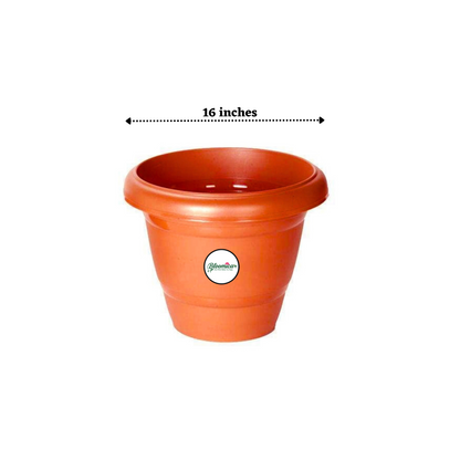 16 Inch Plastic Pots UV Treated - Terracotta Colour