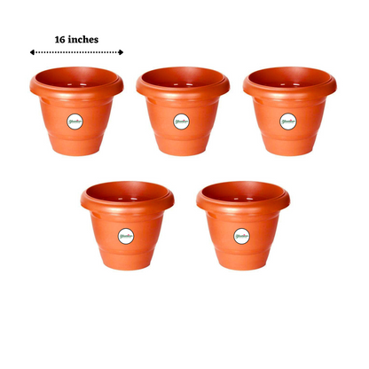 16 Inch Plastic Pots UV Treated - Terracotta Colour