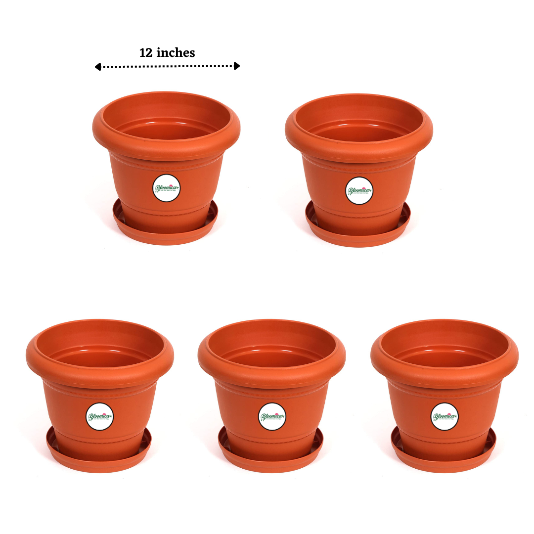 12 Inch Plastic Pots UV Treated - Terracotta Colour