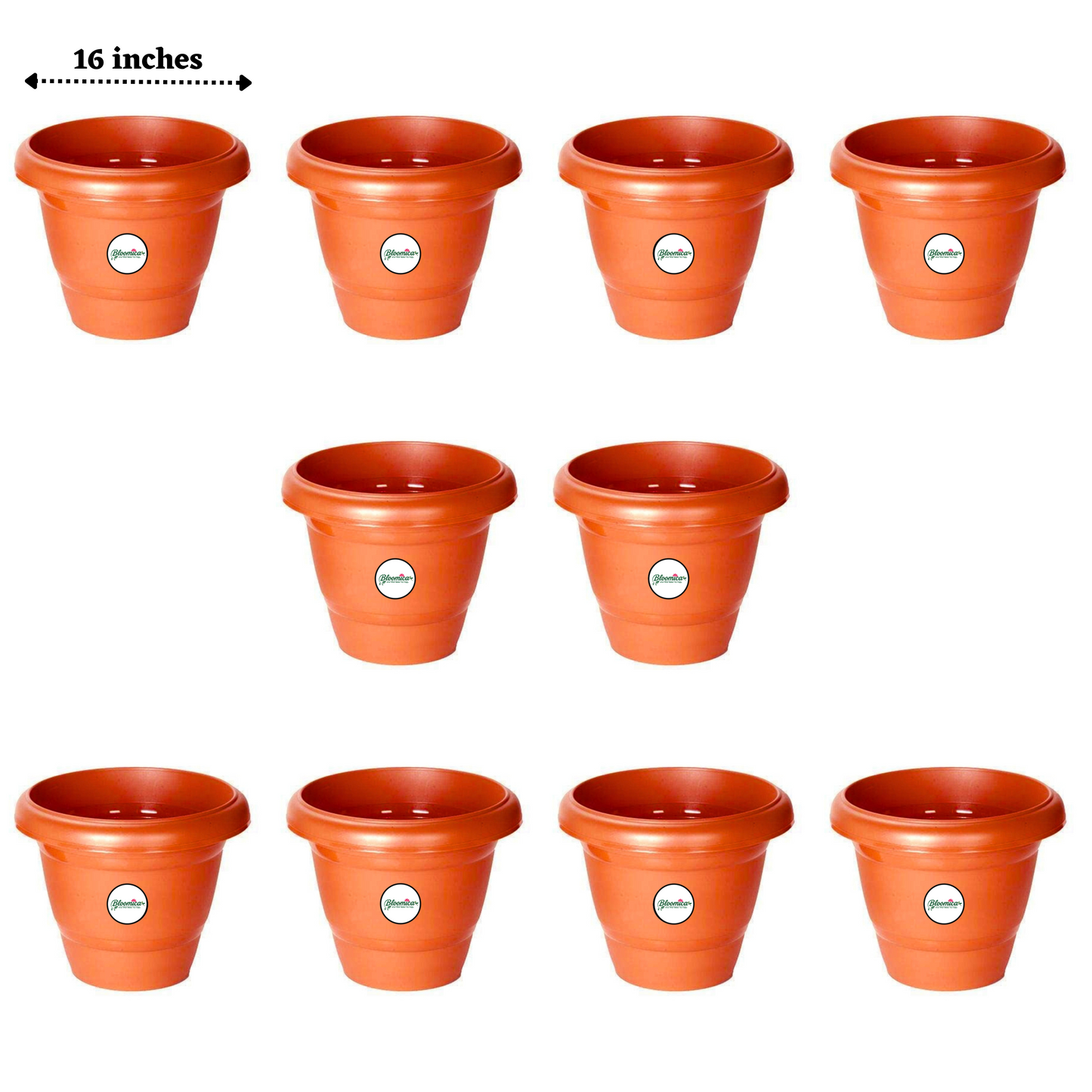 16 Inch Plastic Pots UV Treated - Terracotta Colour