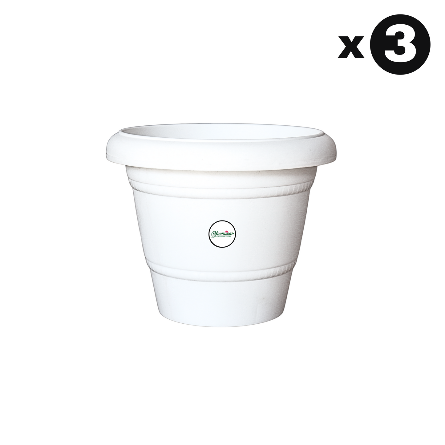 8 Inch UV Treated Plastic Pots - White Colour