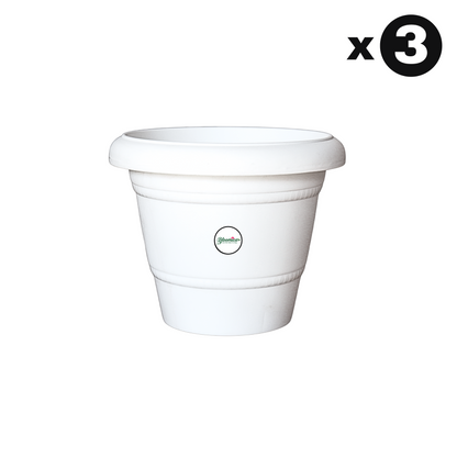 8 Inch UV Treated Plastic Pots - White Colour
