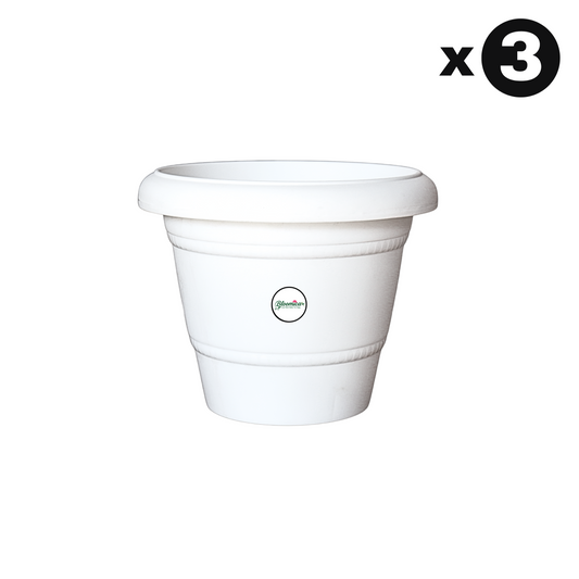 8 Inch UV Treated Plastic Pots - White Colour