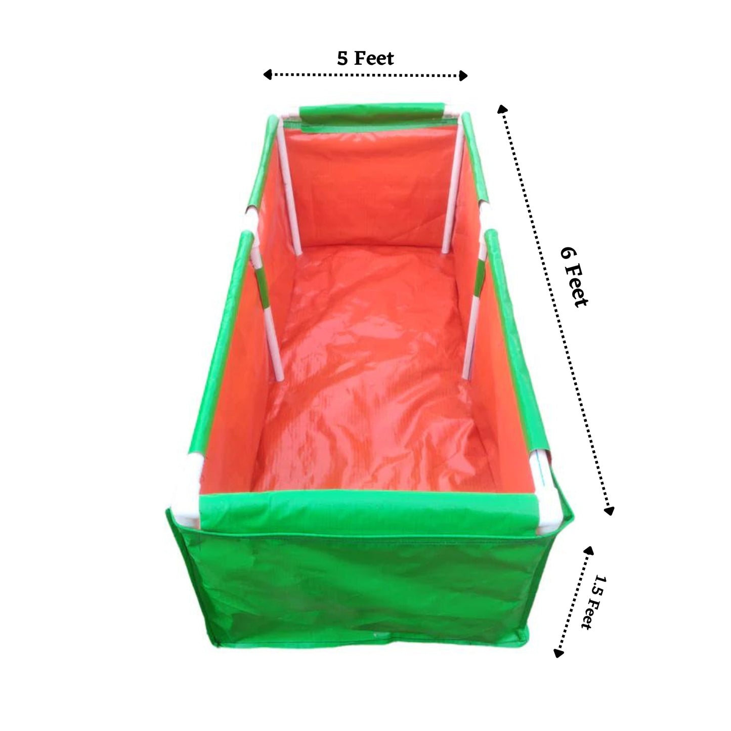 60x24x18 Inches (5x2x1.5 Ft) - 220 GSM HDPE Rectangular Grow Bag With Supporting PVC Pipes