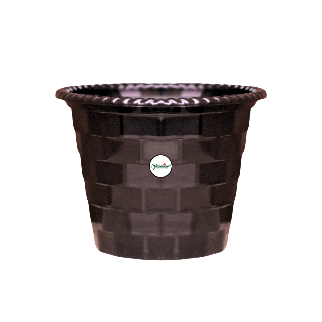 Brick Pattern Indoor Pot - Black Colour