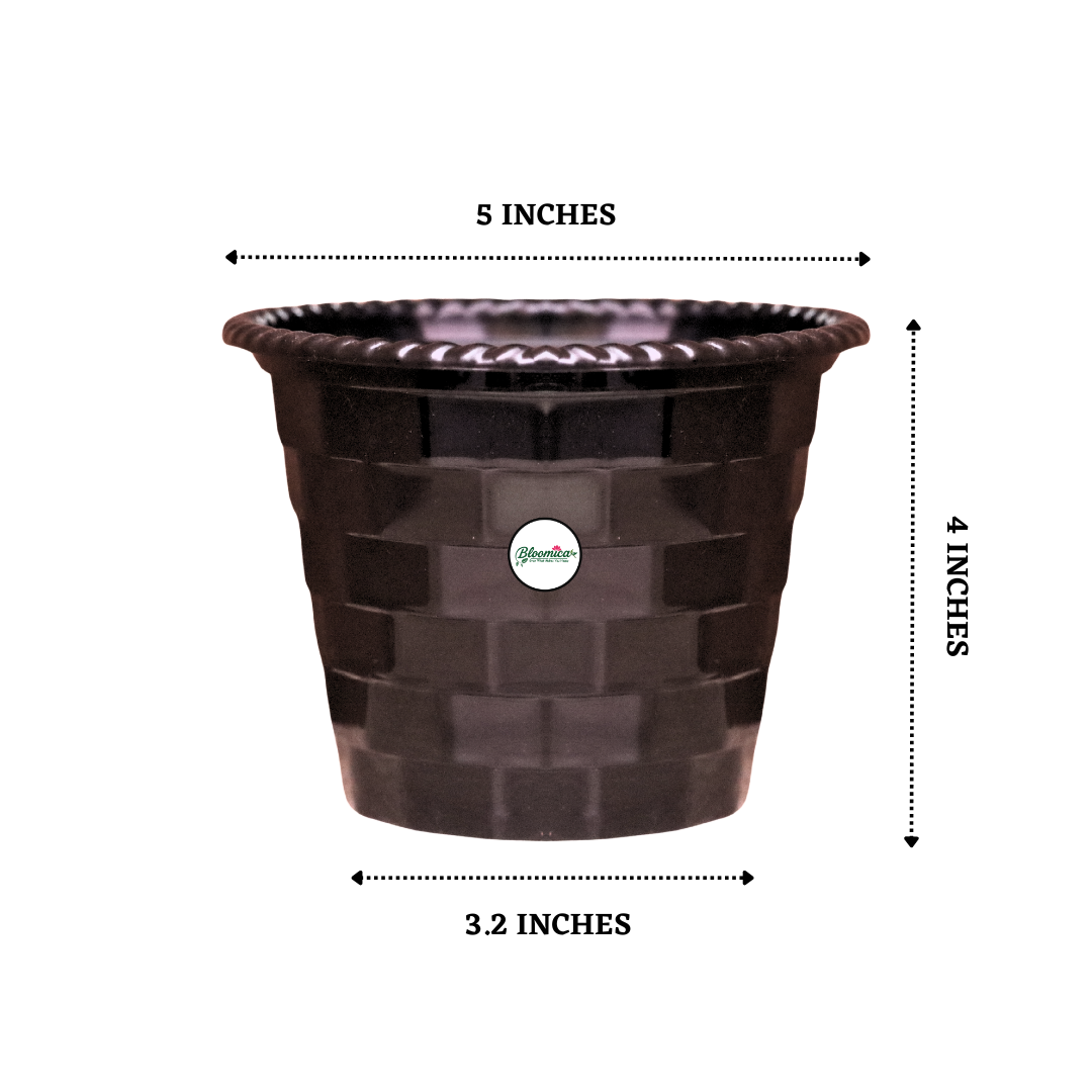 Brick Pattern Indoor Pot - Black Colour