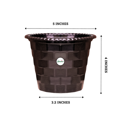 Brick Pattern Indoor Pot - Black Colour