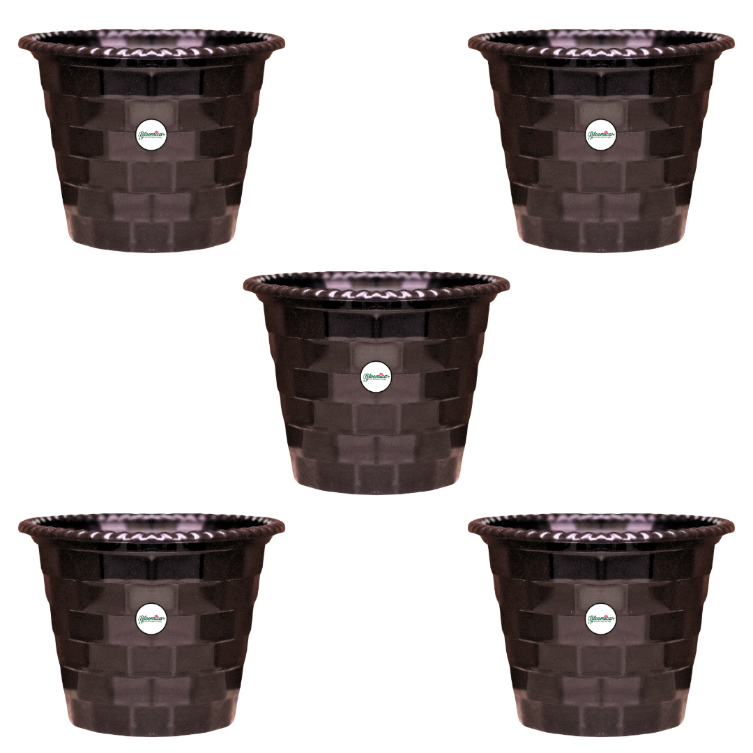 Brick Pattern Indoor Pot - Black Colour
