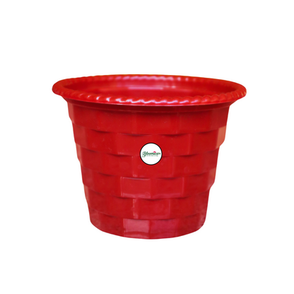 Brick Pattern Indoor Pot - Dark Red Colour