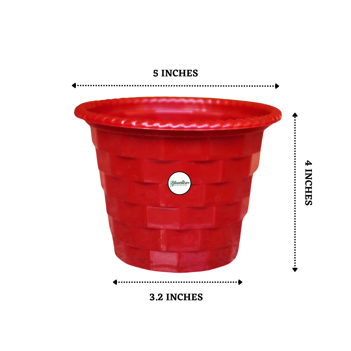 Brick Pattern Indoor Pot - Dark Red Colour