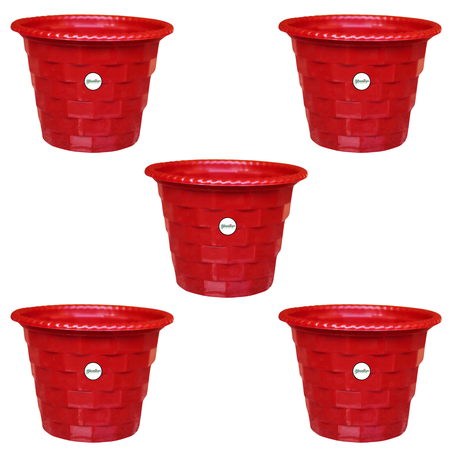 Brick Pattern Indoor Pot - Dark Red Colour