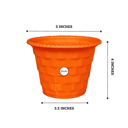 Brick Pattern Indoor Pot - Orange Colour
