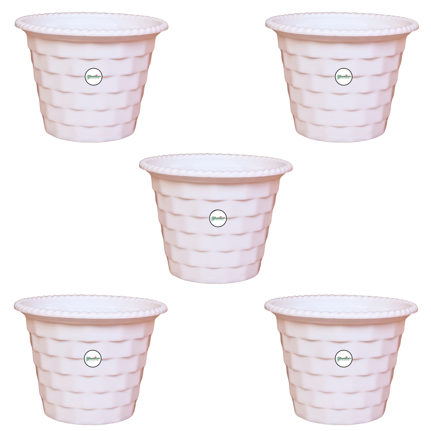 Brick Pattern Indoor Pot - White Colour