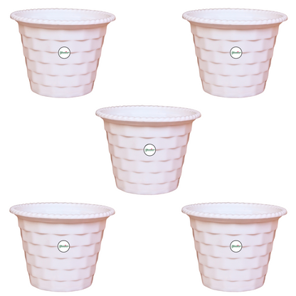Brick Pattern Indoor Pot - White Colour