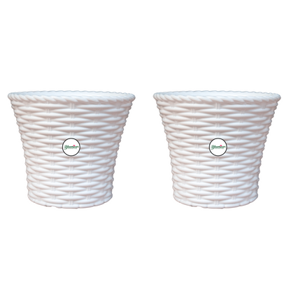 Elegant White Woven Planter