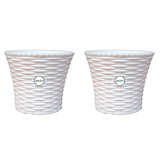 Elegant White Woven Planter