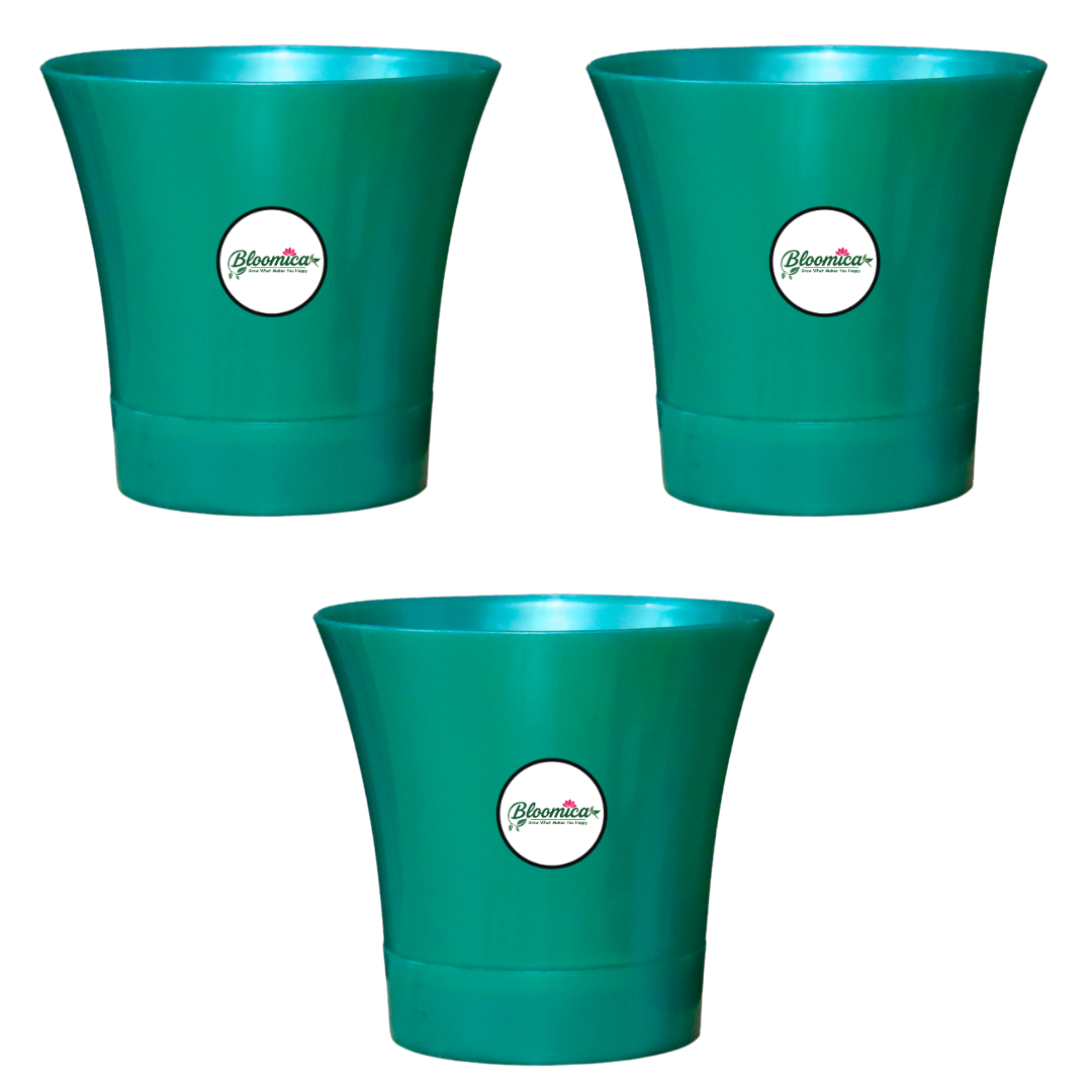 Self Watering Indoor Plastic Pot - Dark Green Colour