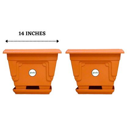 Prakriti Planter | Stylish Indian Terrace Garden 14 Inch Pot - Terracotta Colour