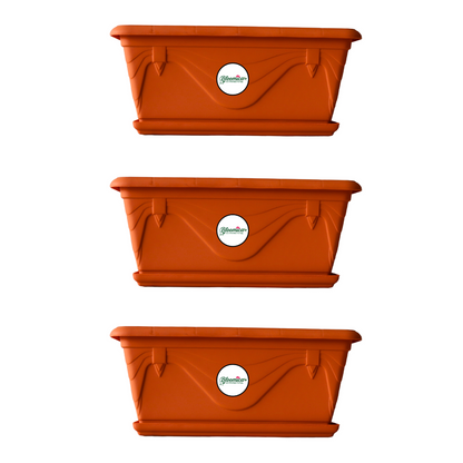 UV Treated Rectangular Plastic Planter - Terracotta Colour