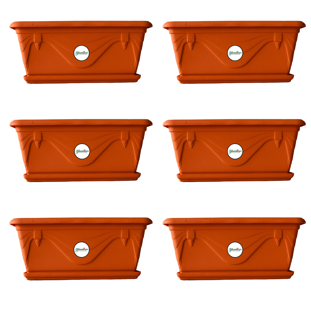 UV Treated Rectangular Plastic Planter - Terracotta Colour