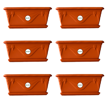 UV Treated Rectangular Plastic Planter - Terracotta Colour