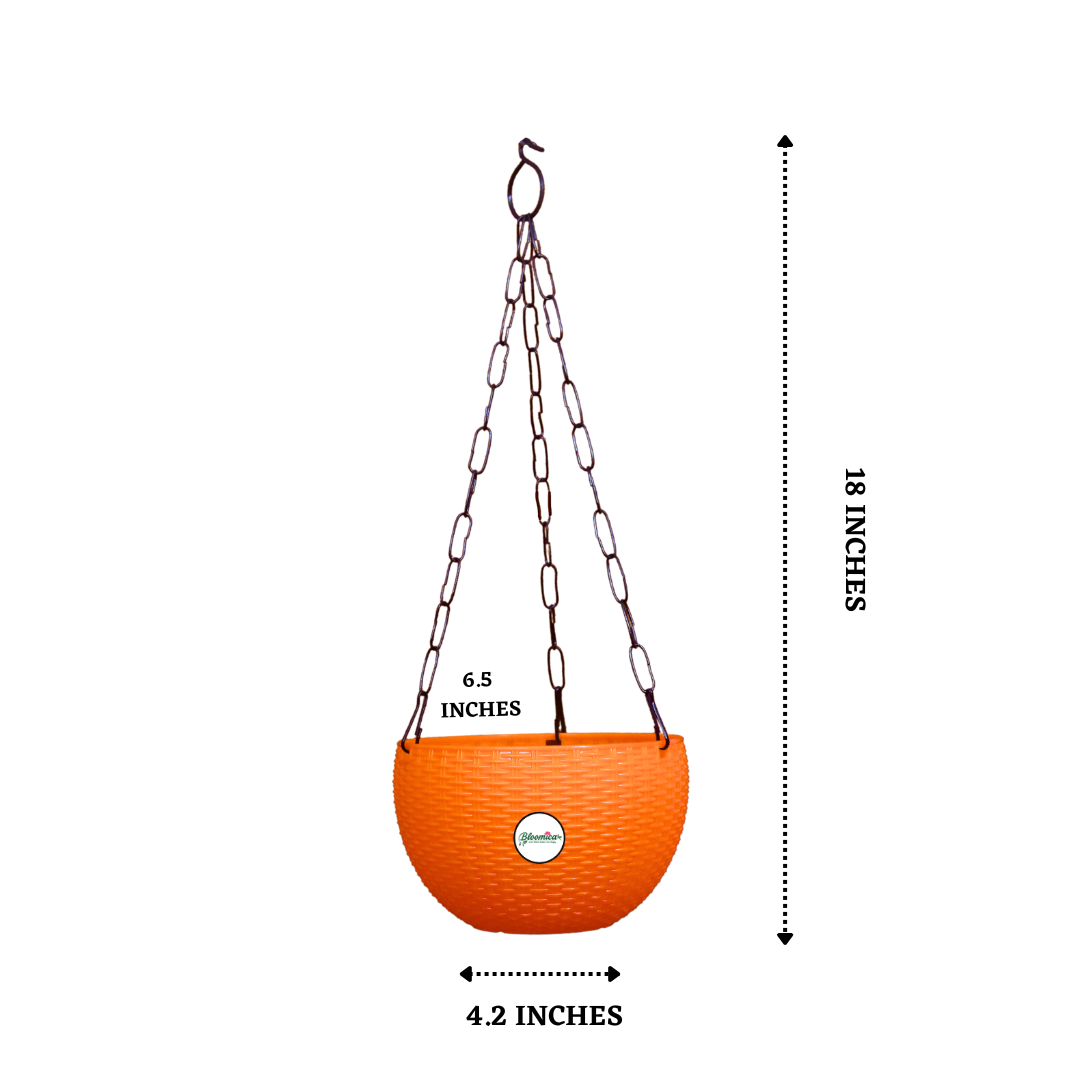 Ultra Model Virgin Plastic Hanging Pot - Orange Colour