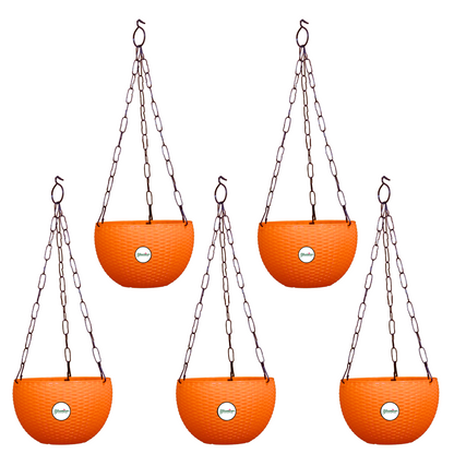 Ultra Model Virgin Plastic Hanging Pot - Orange Colour