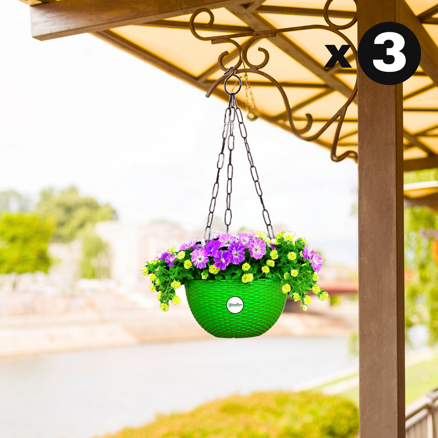 Ultra Model Virgin Plastic Hanging Pot - Green Colour