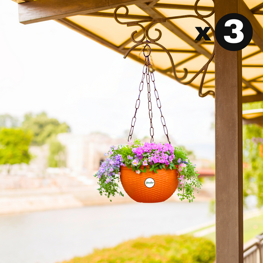 Ultra Model Virgin Plastic Hanging Pot - Orange Colour