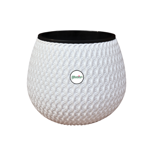 Woven Elegance Indoor Planter (with Inner Pot) - White Colour