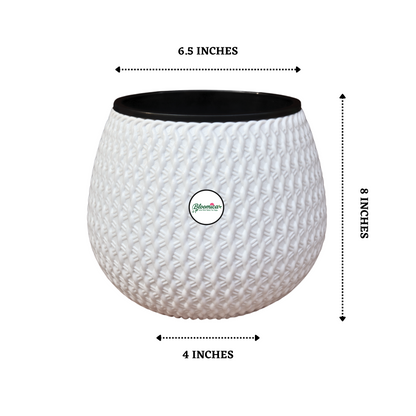 Woven Elegance Indoor Planter (with Inner Pot) - White Colour