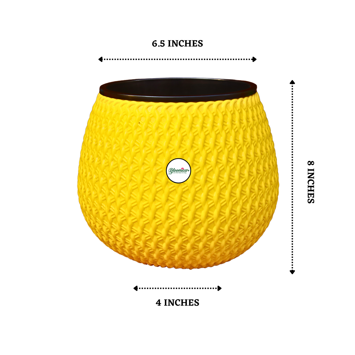 Woven Elegance Indoor Planter (with Inner Pot) - Yellow Colour