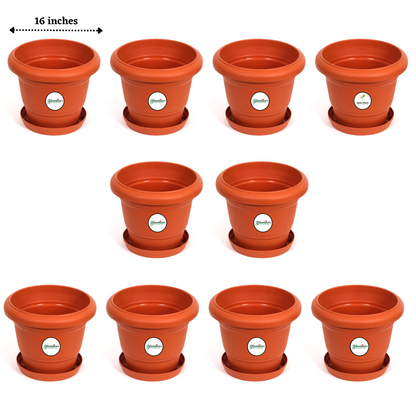 16 Inch Plastic Pots UV Treated - Terracotta Colour